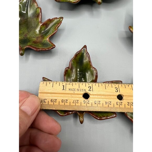5 Ceramic Maple Leaf Decorative Nesting Accents Trinket Glazed Autumn Decor - Picture 6 of 8